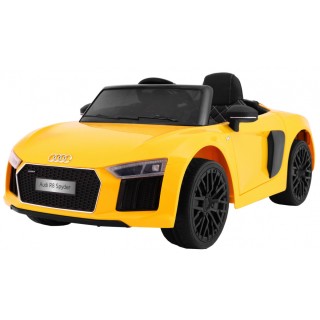Audi R8 Spyder na baterii žlutý dálkový EVA pomalý start rádio MP3 LED