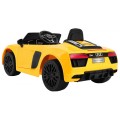 Audi R8 Spyder na baterii žlutý dálkový EVA pomalý start rádio MP3 LED