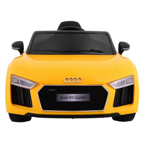 Audi R8 Spyder na baterii žlutý dálkový EVA pomalý start rádio MP3 LED