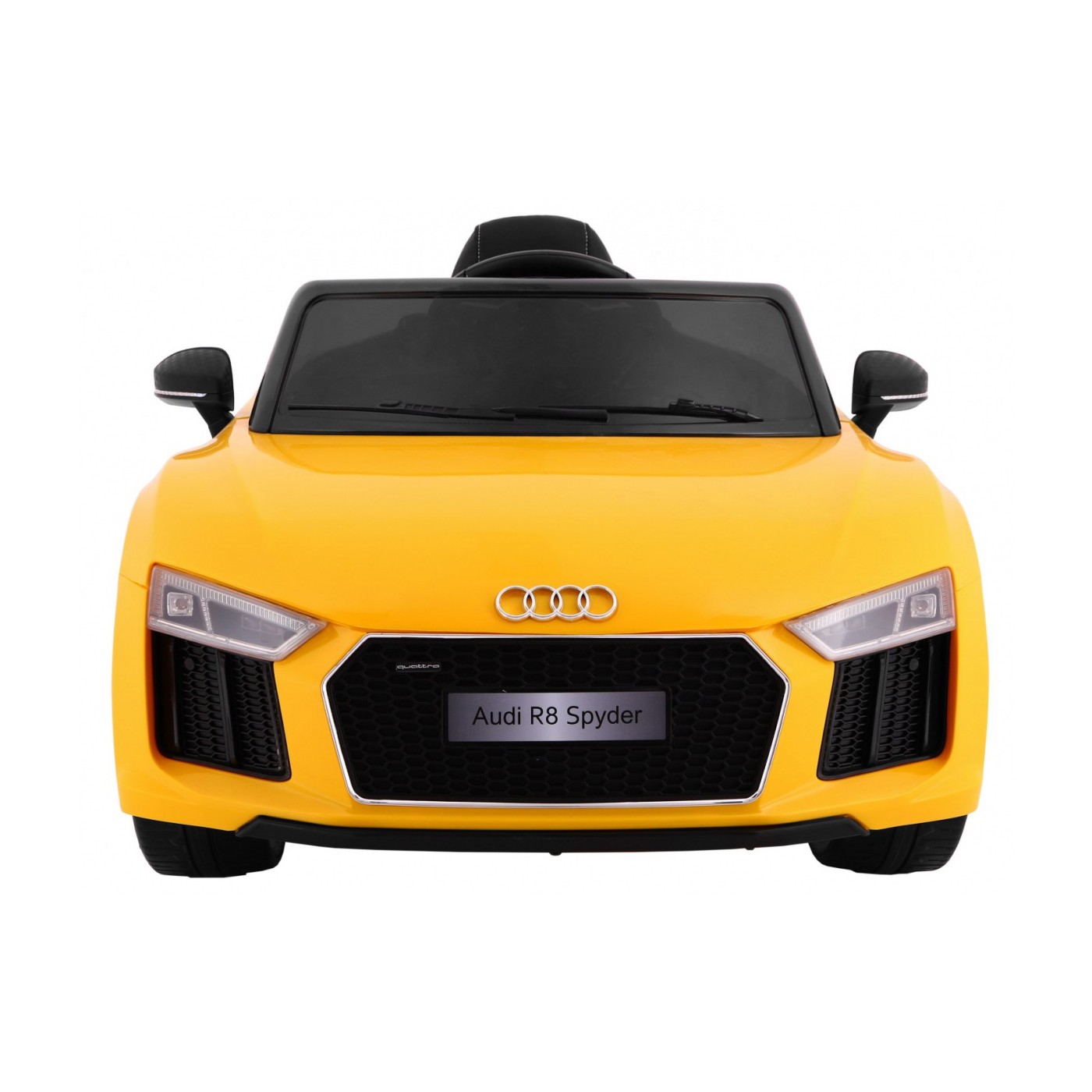Audi R8 Spyder na baterii žlutý dálkový EVA pomalý start rádio MP3 LED