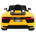 Audi R8 Spyder na baterii žlutý dálkový EVA pomalý start rádio MP3 LED