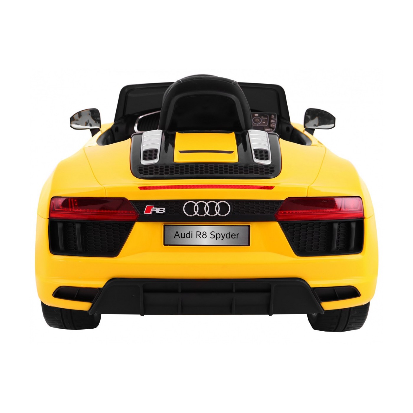 Audi R8 Spyder na baterii žlutý dálkový EVA pomalý start rádio MP3 LED