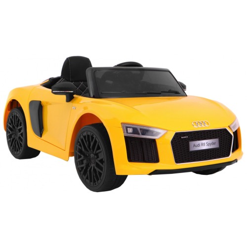 Audi R8 Spyder na baterii žlutý dálkový EVA pomalý start rádio MP3 LED