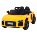 Audi R8 na baterii pro děti žlutý + dálkové ovládání + EVA + pomalý start + MP3 LED