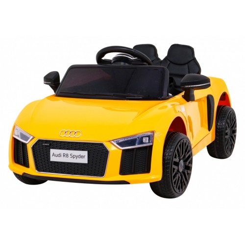 Audi R8 na baterii pro děti žlutý + dálkové ovládání + EVA + pomalý start + MP3 LED