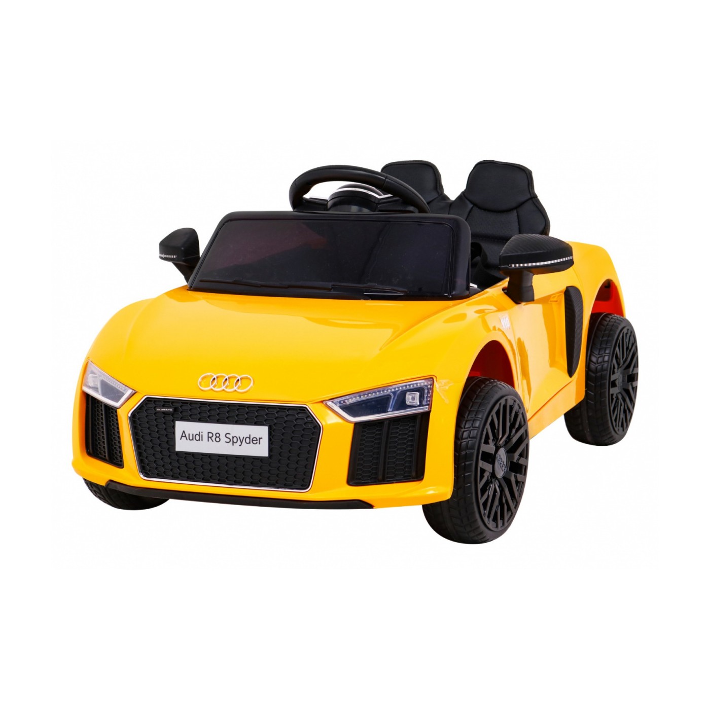 Audi R8 na baterii pro děti žlutý + dálkové ovládání + EVA + pomalý start + MP3 LED