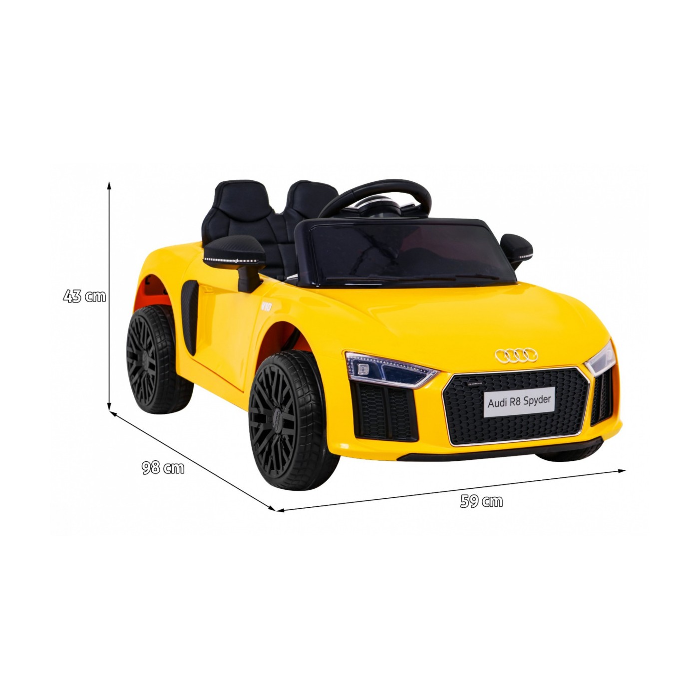 Audi R8 na baterii pro děti žlutý + dálkové ovládání + EVA + pomalý start + MP3 LED