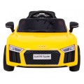 Audi R8 na baterii pro děti žlutý + dálkové ovládání + EVA + pomalý start + MP3 LED