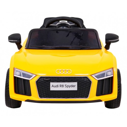 Audi R8 na baterii pro děti žlutý + dálkové ovládání + EVA + pomalý start + MP3 LED