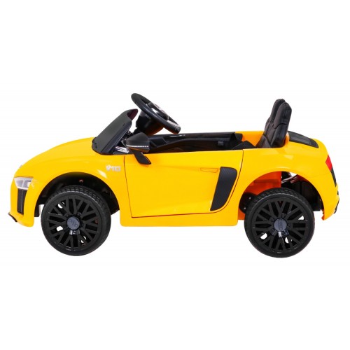 Audi R8 na baterii pro děti žlutý + dálkové ovládání + EVA + pomalý start + MP3 LED