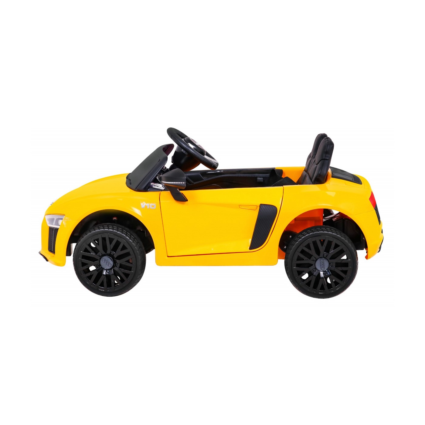 Audi R8 na baterii pro děti žlutý + dálkové ovládání + EVA + pomalý start + MP3 LED