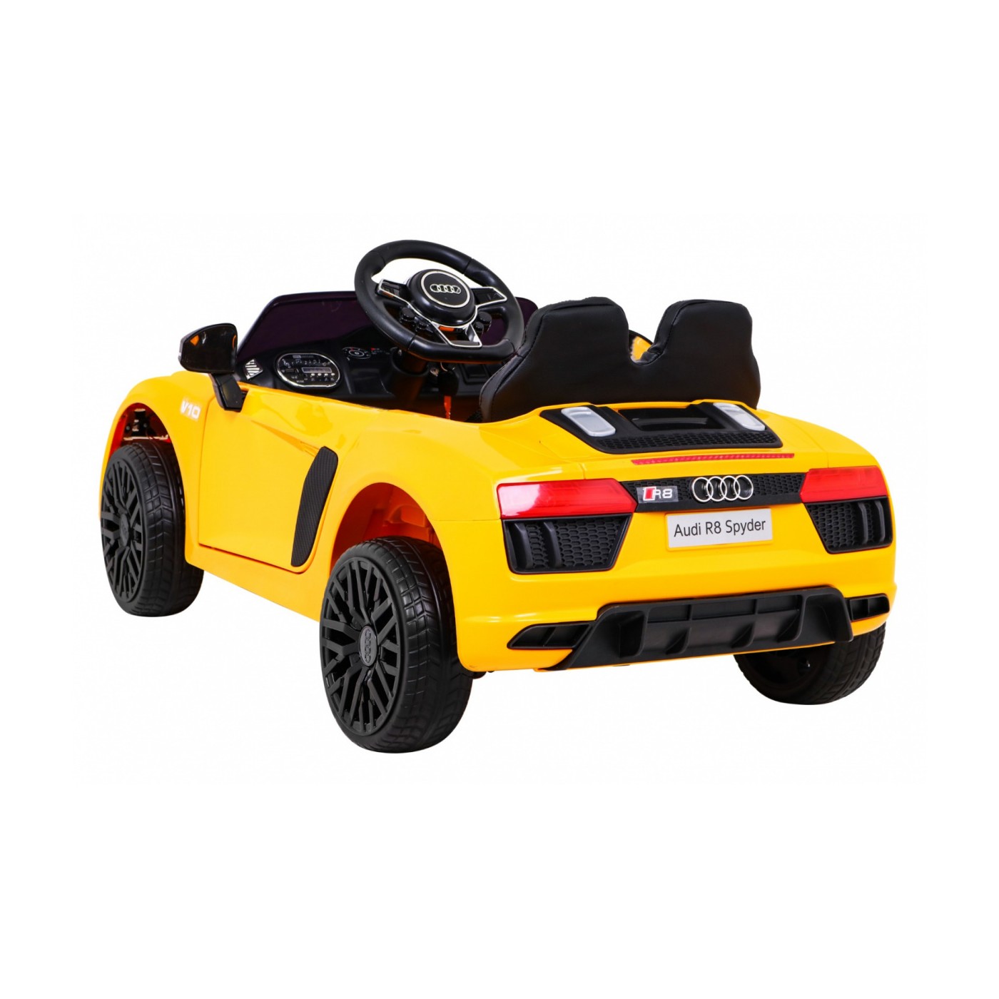 Audi R8 na baterii pro děti žlutý + dálkové ovládání + EVA + pomalý start + MP3 LED