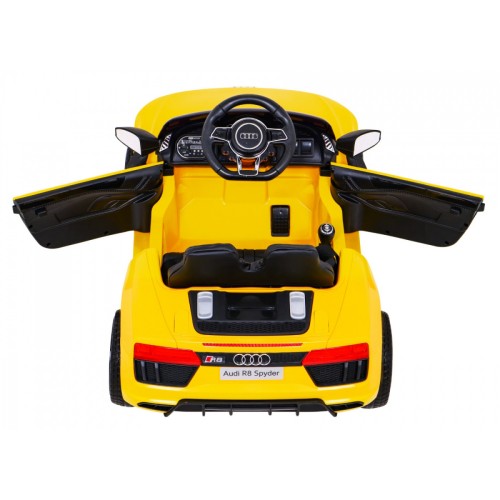 Audi R8 na baterii pro děti žlutý + dálkové ovládání + EVA + pomalý start + MP3 LED