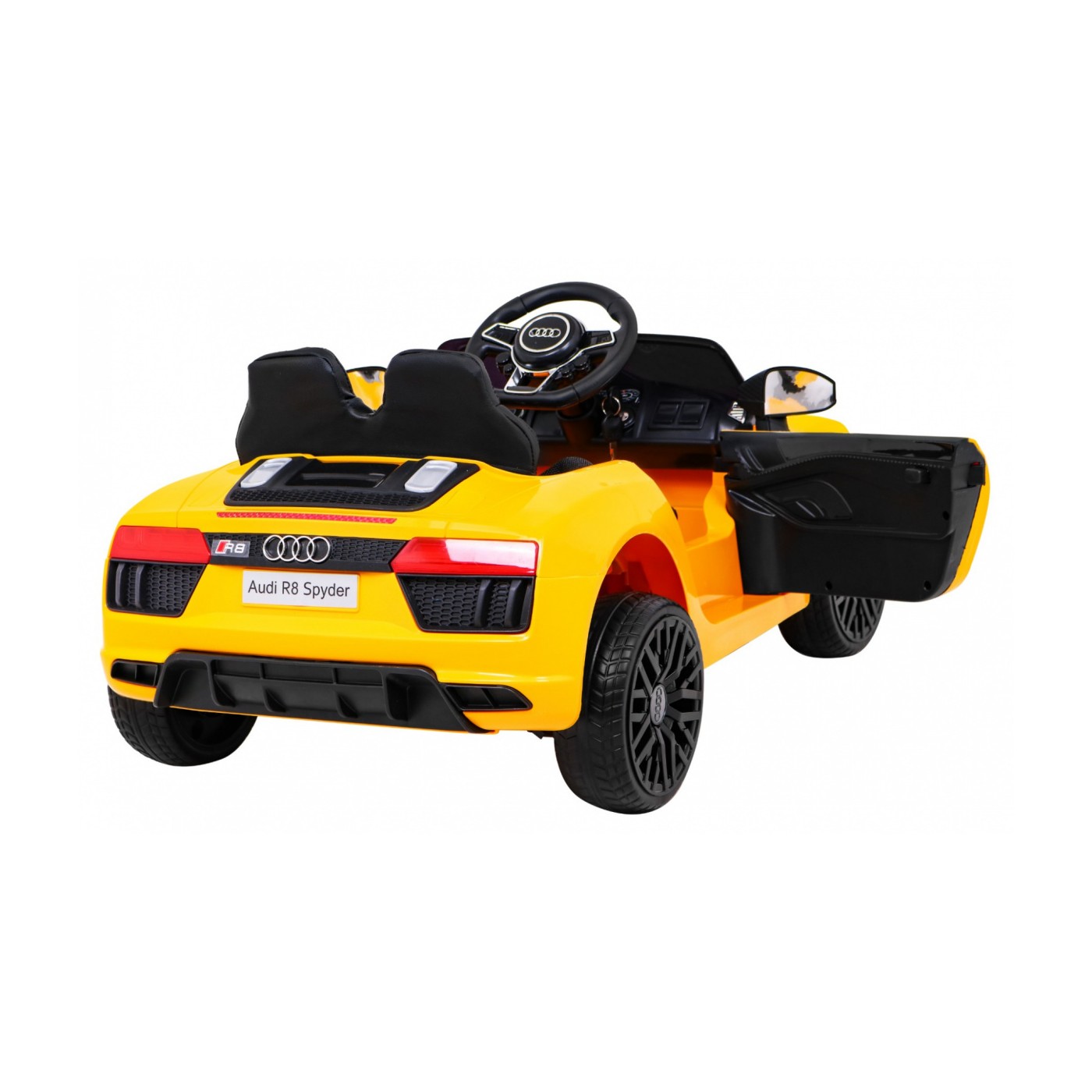 Audi R8 na baterii pro děti žlutý + dálkové ovládání + EVA + pomalý start + MP3 LED