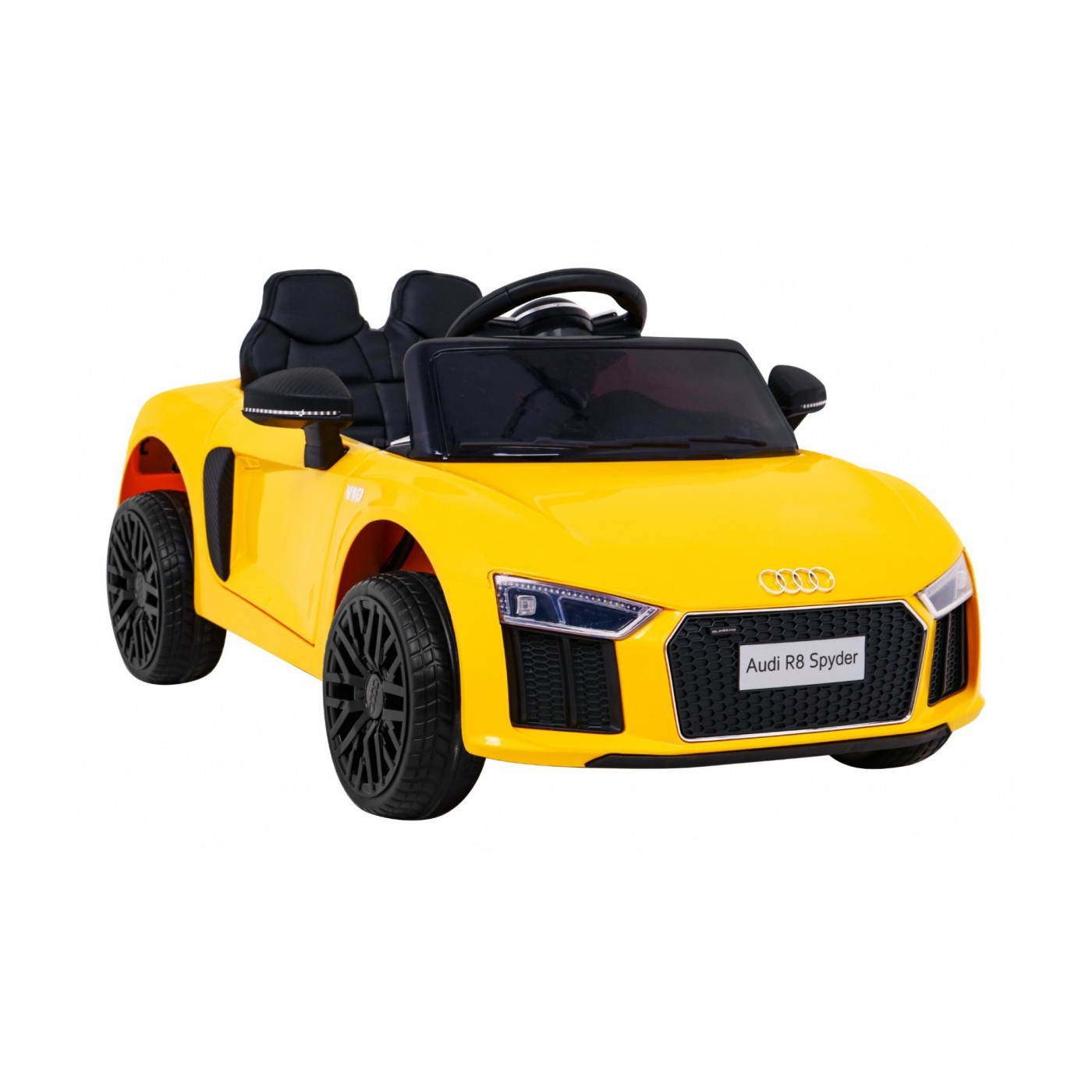 Audi R8 na baterii pro děti žlutý + dálkové ovládání + EVA + pomalý start + MP3 LED