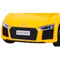 Audi R8 na baterii pro děti žlutý + dálkové ovládání + EVA + pomalý start + MP3 LED