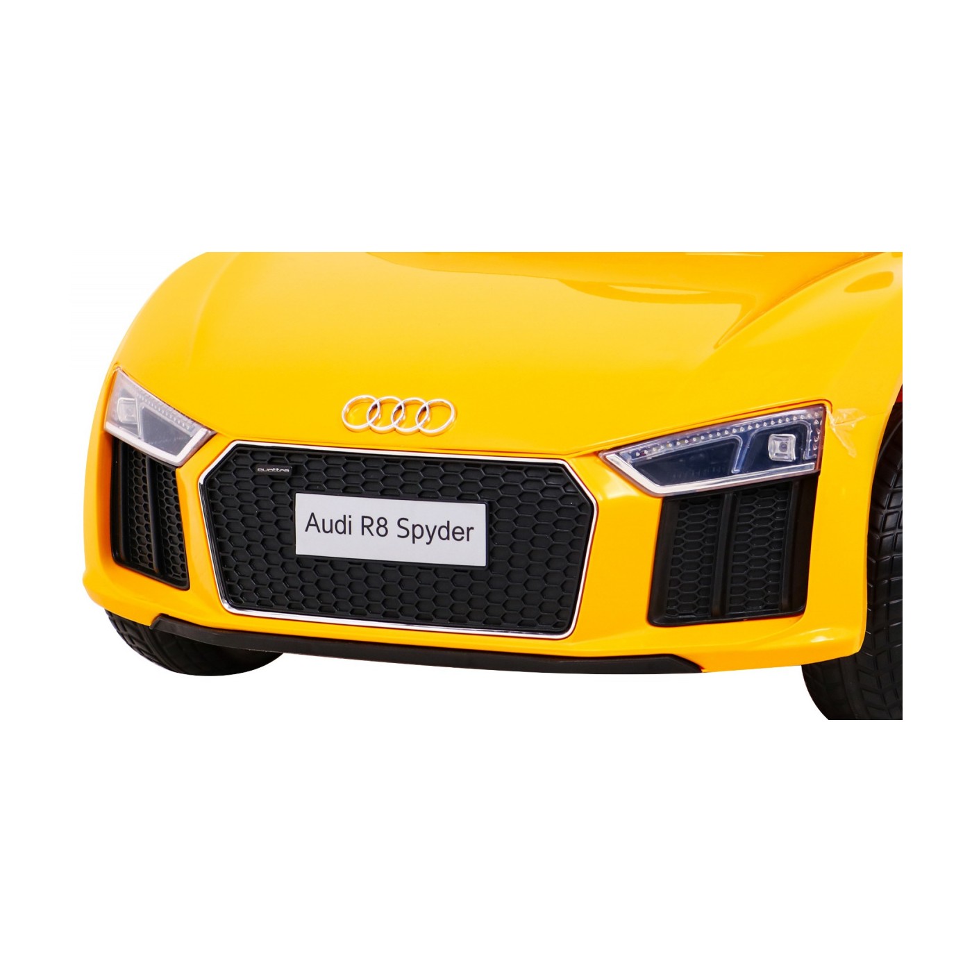 Audi R8 na baterii pro děti žlutý + dálkové ovládání + EVA + pomalý start + MP3 LED