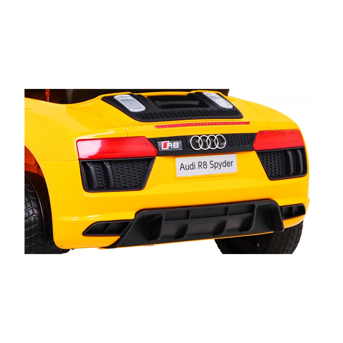 Audi R8 na baterii pro děti žlutý + dálkové ovládání + EVA + pomalý start + MP3 LED