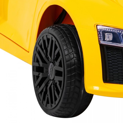 Audi R8 na baterii pro děti žlutý + dálkové ovládání + EVA + pomalý start + MP3 LED