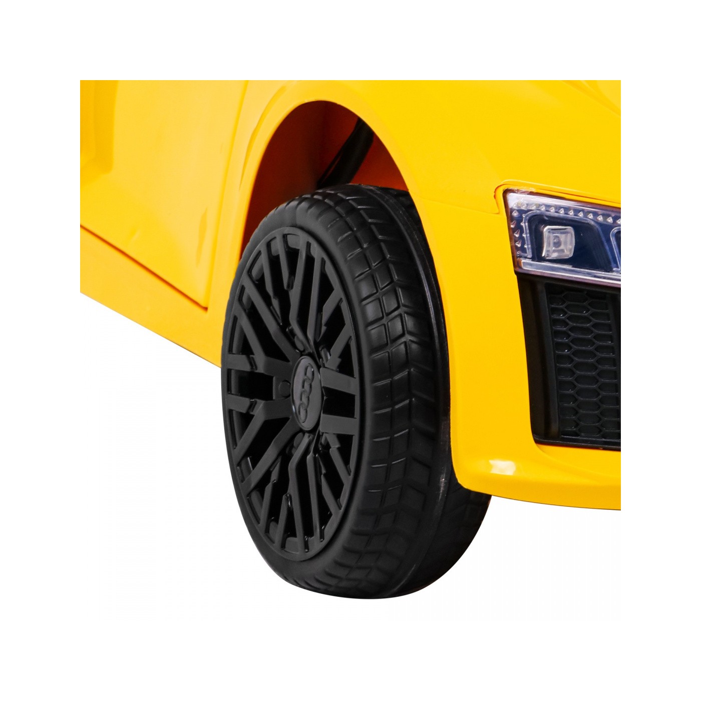 Audi R8 na baterii pro děti žlutý + dálkové ovládání + EVA + pomalý start + MP3 LED