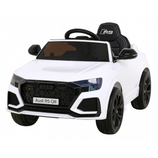 Baterie do auta Audi RS Q8 bílá + dálkové ovládání + pomalý start + EVA + LED + MP3 USB
