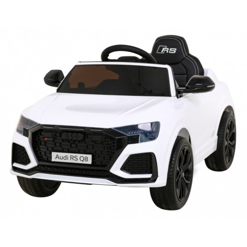 Baterie do auta Audi RS Q8 bílá + dálkové ovládání + pomalý start + EVA + LED + MP3 USB
