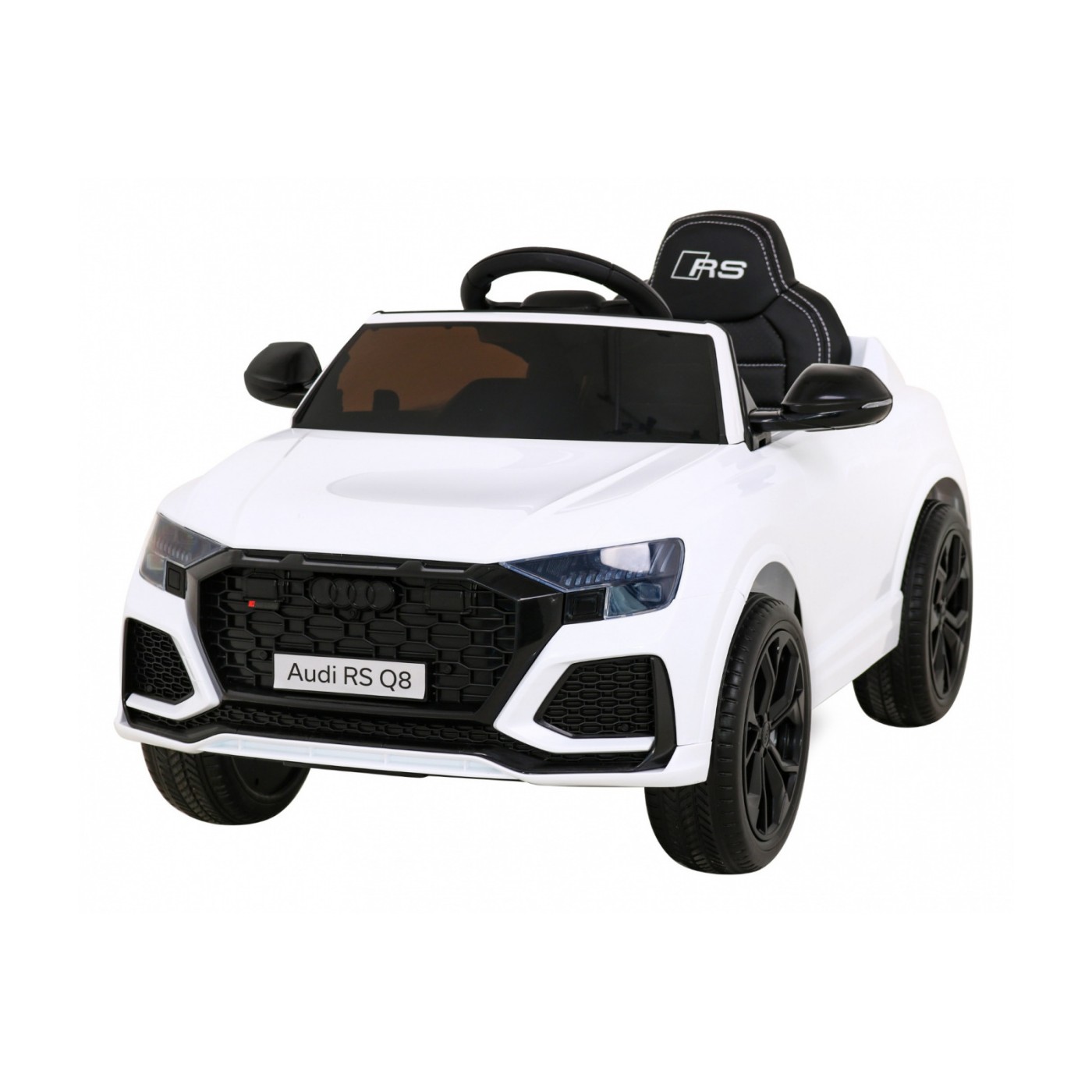 Baterie do auta Audi RS Q8 bílá + dálkové ovládání + pomalý start + EVA + LED + MP3 USB