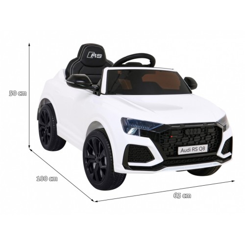 Baterie do auta Audi RS Q8 bílá + dálkové ovládání + pomalý start + EVA + LED + MP3 USB