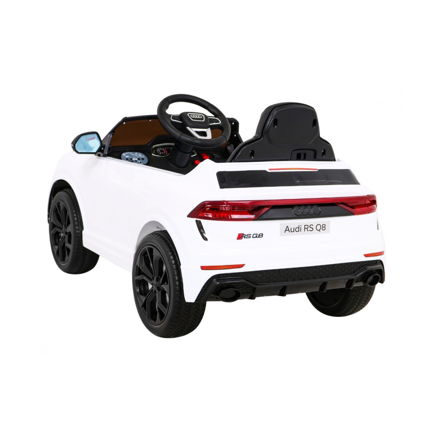 Baterie do auta Audi RS Q8 bílá + dálkové ovládání + pomalý start + EVA + LED + MP3 USB