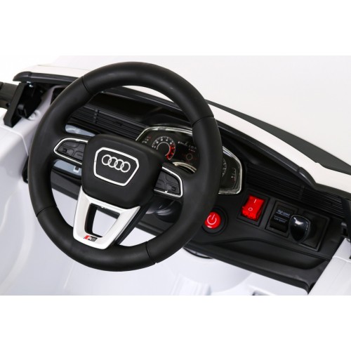 Baterie do auta Audi RS Q8 bílá + dálkové ovládání + pomalý start + EVA + LED + MP3 USB