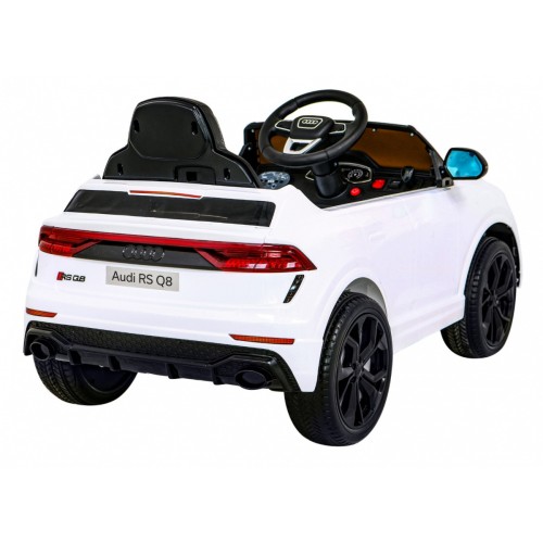 Baterie do auta Audi RS Q8 bílá + dálkové ovládání + pomalý start + EVA + LED + MP3 USB