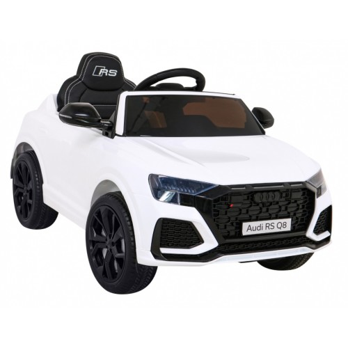 Baterie do auta Audi RS Q8 bílá + dálkové ovládání + pomalý start + EVA + LED + MP3 USB