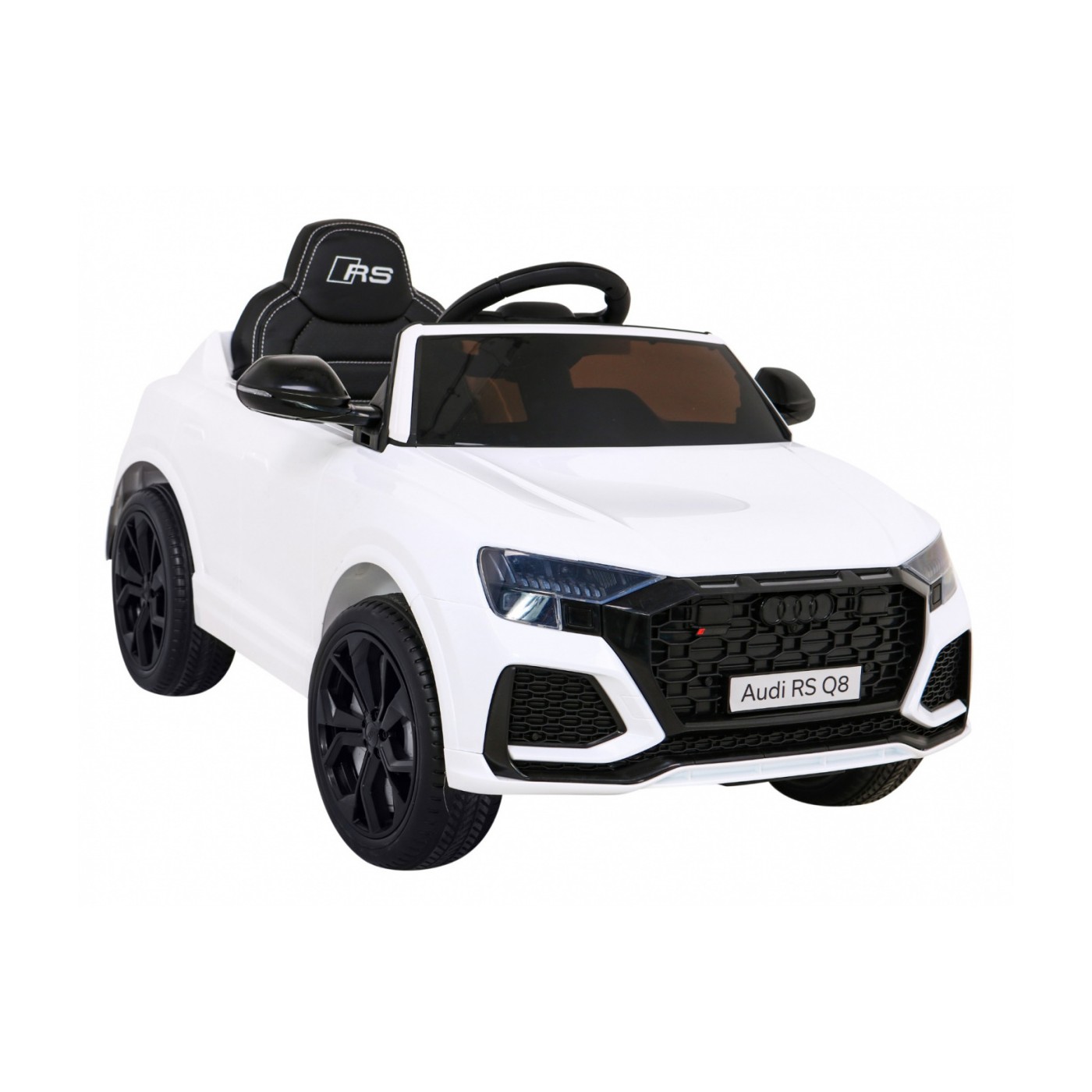 Baterie do auta Audi RS Q8 bílá + dálkové ovládání + pomalý start + EVA + LED + MP3 USB