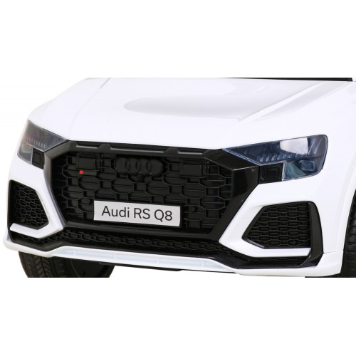 Baterie do auta Audi RS Q8 bílá + dálkové ovládání + pomalý start + EVA + LED + MP3 USB