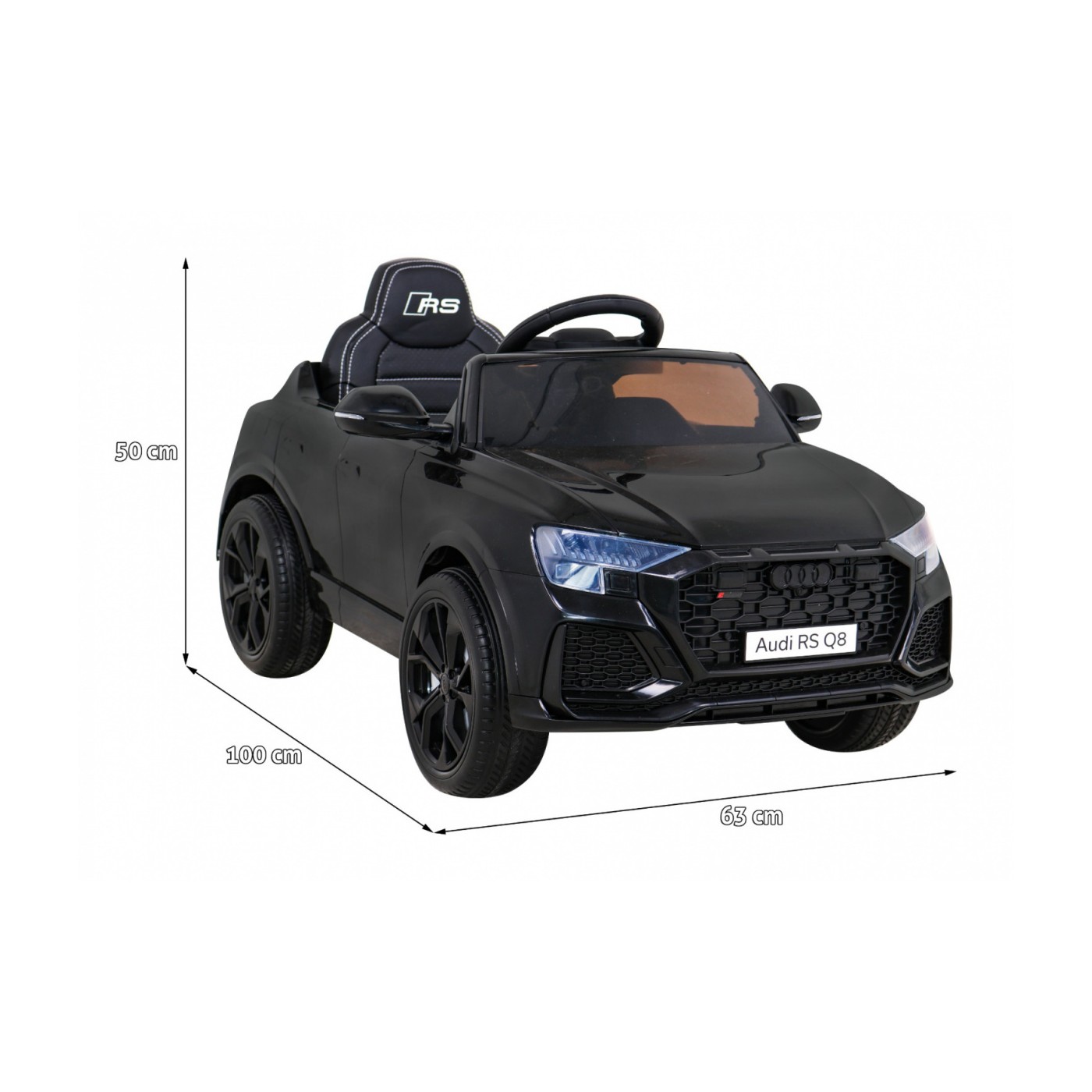 Baterie do auta Audi RS Q8 černá + dálkové ovládání + pomalý start + EVA + LED + MP3 USB
