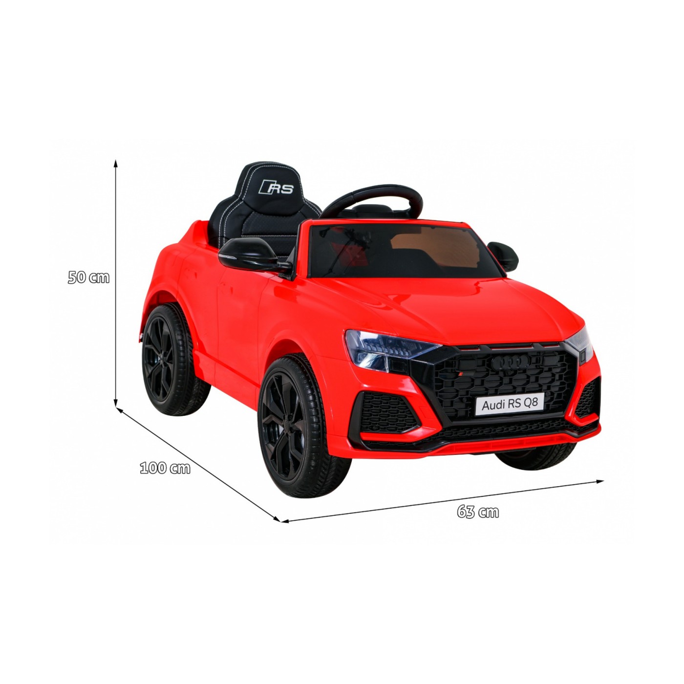 Audi RS Q8 Bateriově napájené auto červené + dálkové ovládání + pomalý start + EVA + LED + MP3 USB