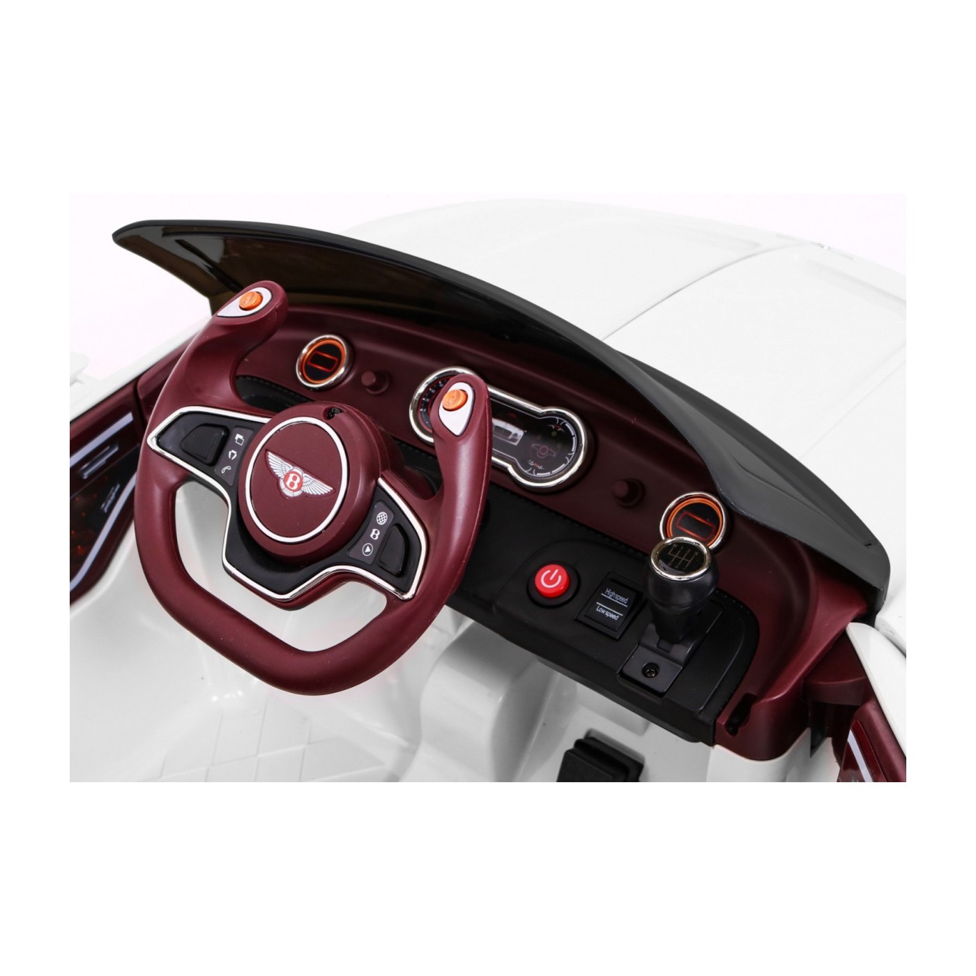 Bentley EXP 12 dětská baterie do auta bílá + dálkové ovládání + otevírač dveří + elegantní vzhled