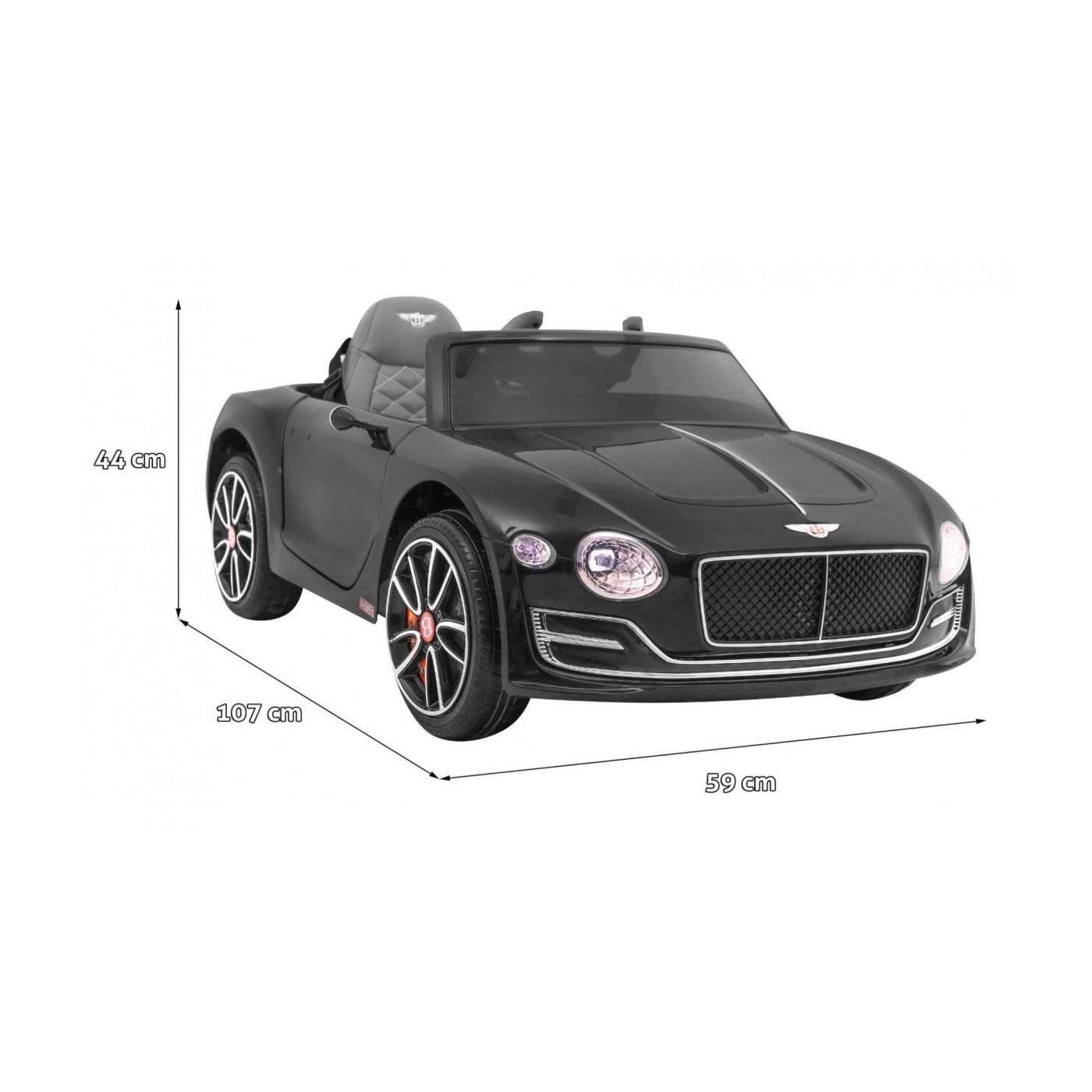 Bentley EXP 12 dětská baterie do auta černá + dálkové ovládání + otevírač dveří + elegantní vzhled