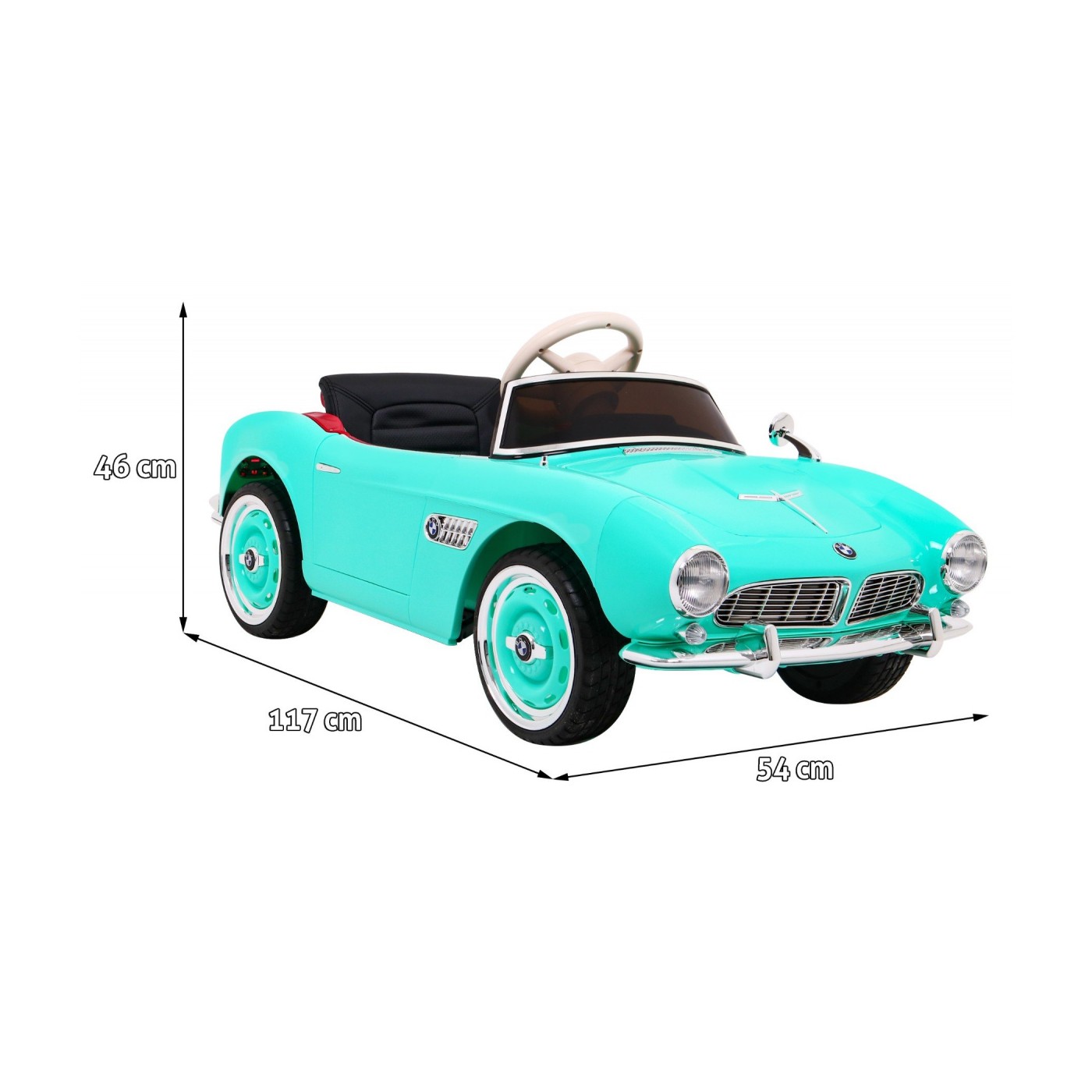 Auto BMW 507 Retro Elektrické Dětské Zelené Audio LED Dálkové Ovládání EVA Pomalý Start