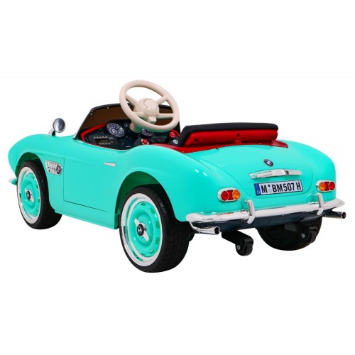 Auto BMW 507 Retro Elektrické Dětské Zelené Audio LED Dálkové Ovládání EVA Pomalý Start
