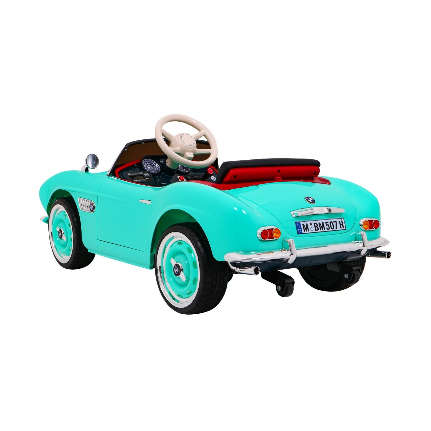 Auto BMW 507 Retro Elektrické Dětské Zelené Audio LED Dálkové Ovládání EVA Pomalý Start