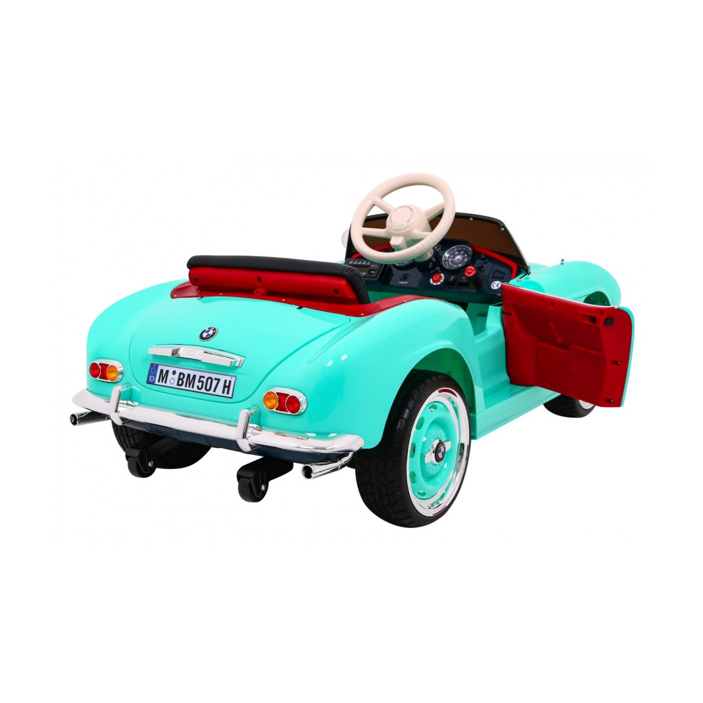Auto BMW 507 Retro Elektrické Dětské Zelené Audio LED Dálkové Ovládání EVA Pomalý Start