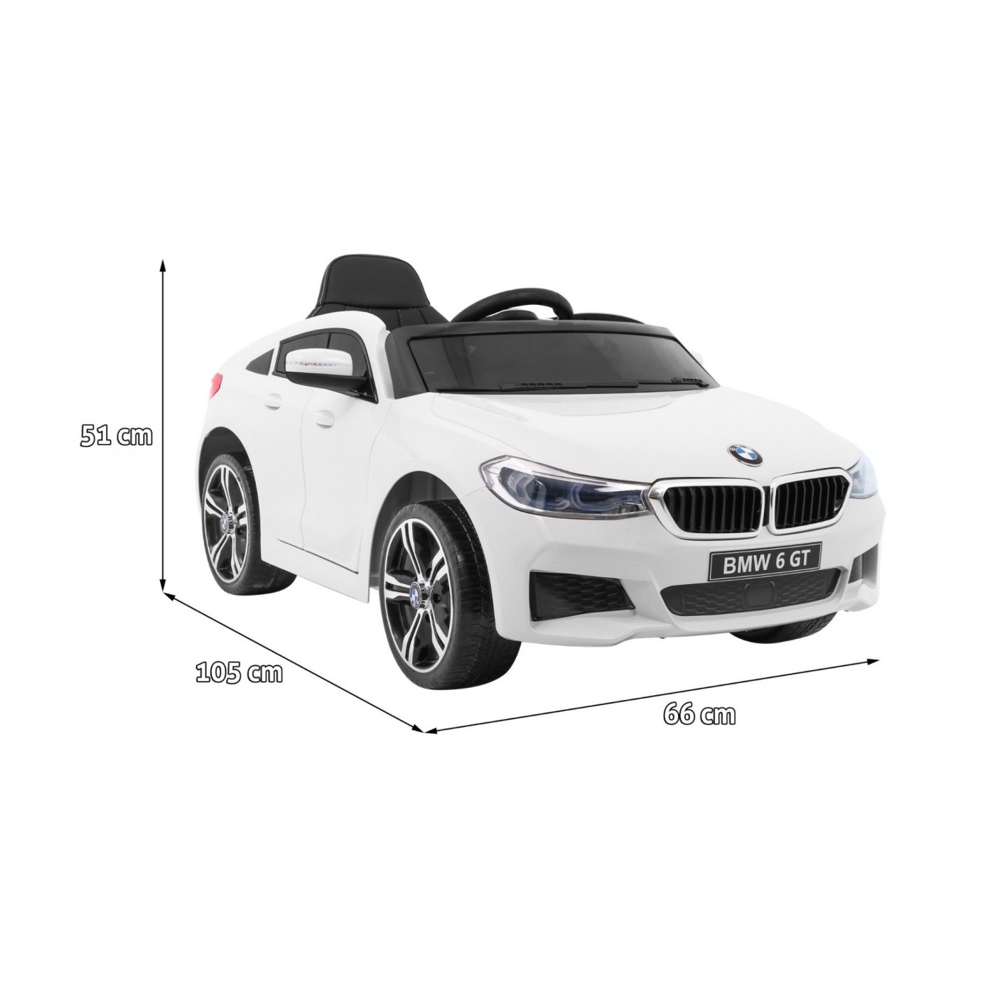 Baterie do auta BMW 6 GT bílá + dálkové ovládání + pomalý start + EVA + řemeny + LED MP3