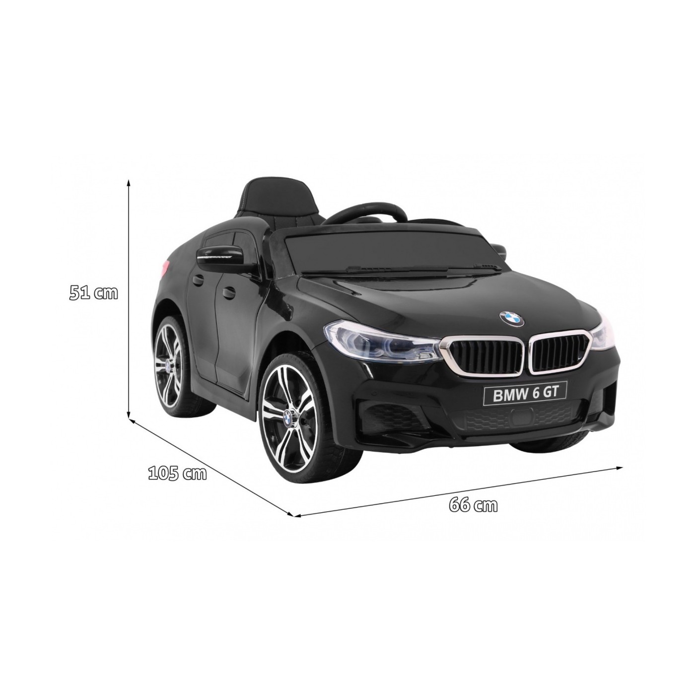 BMW 6 GT baterie do auta černá + dálkové ovládání + pomalý start + EVA + bezpečnostní pásy + MP3 LED
