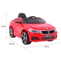 Bateriově napájené auto BMW 6 GT červené + dálkové ovládání + pomalý start + EVA + bezpečnostní pásy + MP3 LED
