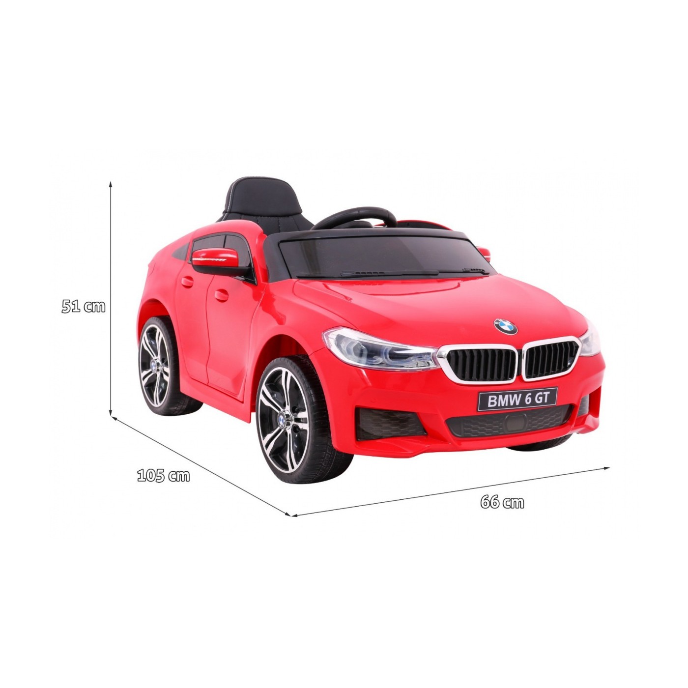 Bateriově napájené auto BMW 6 GT červené + dálkové ovládání + pomalý start + EVA + bezpečnostní pásy + MP3 LED