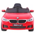 Bateriově napájené auto BMW 6 GT červené + dálkové ovládání + pomalý start + EVA + bezpečnostní pásy + MP3 LED