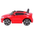 Bateriově napájené auto BMW 6 GT červené + dálkové ovládání + pomalý start + EVA + bezpečnostní pásy + MP3 LED