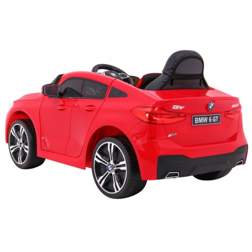 Bateriově napájené auto BMW 6 GT červené + dálkové ovládání + pomalý start + EVA + bezpečnostní pásy + MP3 LED