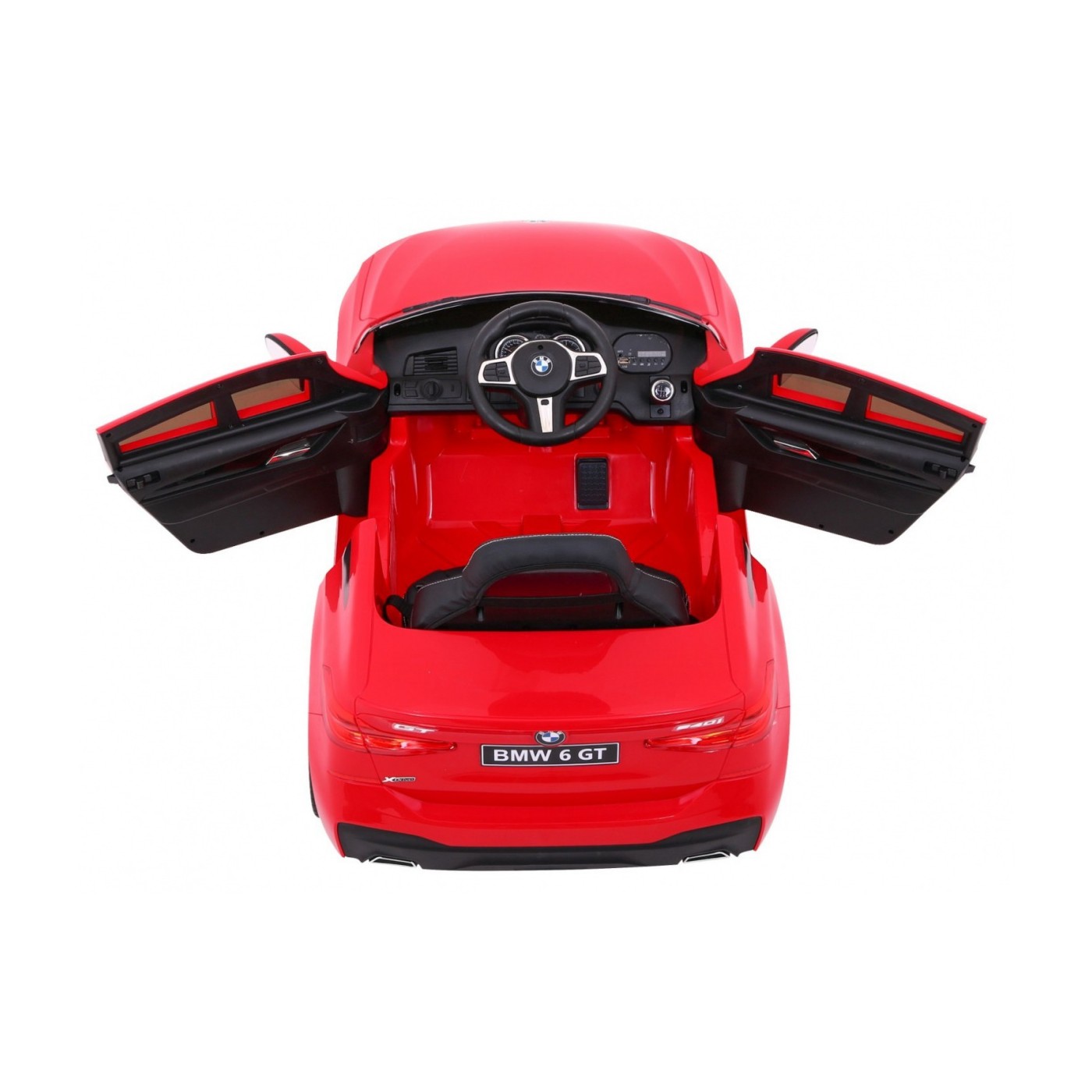 Bateriově napájené auto BMW 6 GT červené + dálkové ovládání + pomalý start + EVA + bezpečnostní pásy + MP3 LED